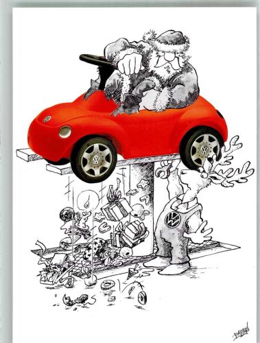 Elch repariert den VW Beetle des Weihnachtsmannes Original Zubehör VW Werbe AK