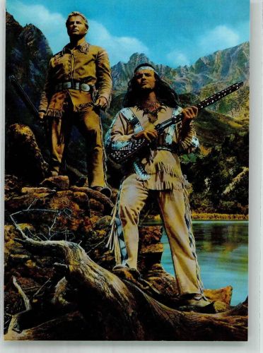 O8122 Radebeul Old Shatterhand und Winnetou im Karl-May-Museum Fotograf Unger VEB Bild und Heimat Karl May Foto AK