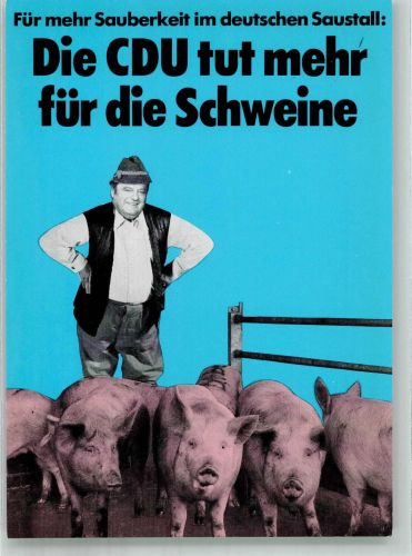 sign. Staeck, Klaus Saustall Franz-Josef Strauss Nr. 41a Politik Künstlerkarte