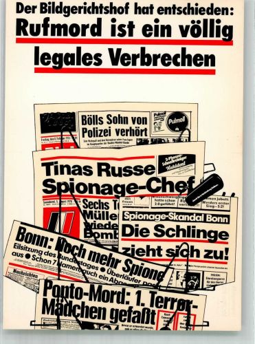 sign. Staeck, Klaus Rufmord Zeitung Nr. 96a Politik Künstlerkarte