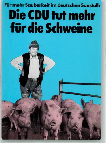 sign. Staeck, Klaus Saustall Franz-Josef Strauss Nr. 41a Politik Künstlerkarte