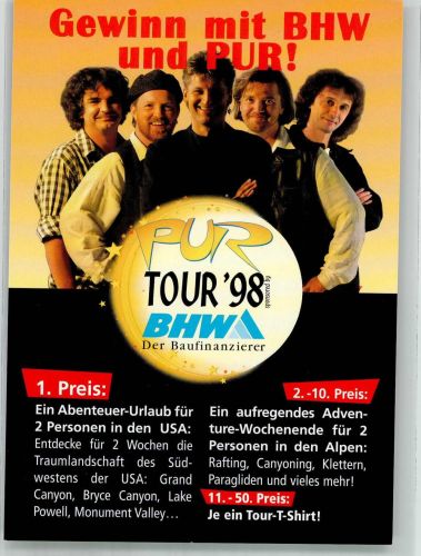 PUR Tour '98 gesponsert von BHW-Bausparkasse Rock / Pop Werbe AK