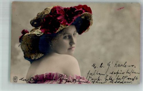 Portrait einer jungen Frau Rotophot Serie 205 No. 3666 Hutmode 1904