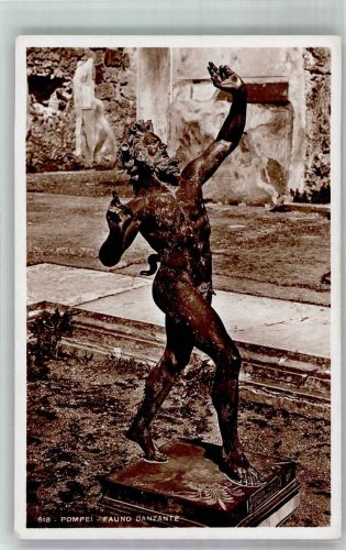 Pompei e Scavi Skulptur eines tanzenden Faun Römer 1937 Foto AK