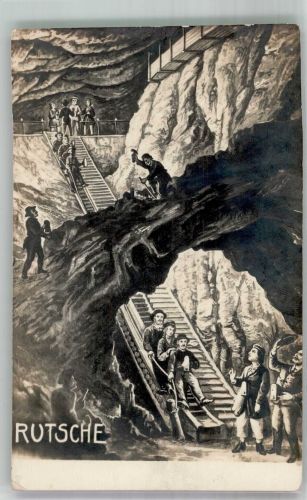 W8240 Berchtesgaden Bergleute auf der Rutsche Salzbergwerk Künstlerkarte