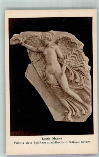 Geflügelte Siegesgöttin aus Leptis Magna Syrien Antike 1925 Foto AK