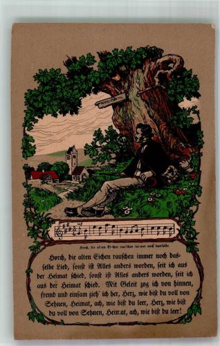 Text des Liedes Horch die alten Eichen rauschen immer noch... Deutsche Volkslieder No. 18 Liederkarte Lieder AK