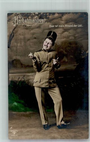 Soldat Löbl in Uniform beim Herrbstmanöver Militär Karikatur 1911