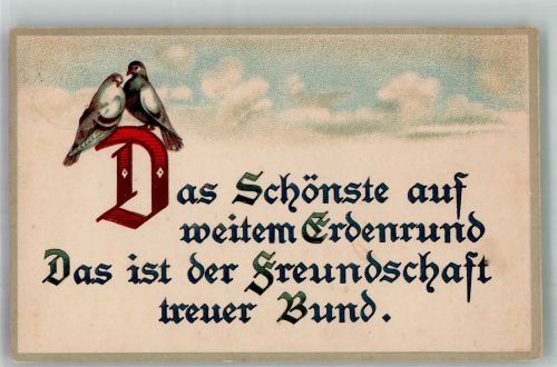 Zwei turtelnde Tauben Gedicht zur Freundschaft ASB Serie 374 Taube 1917 Prägedruck