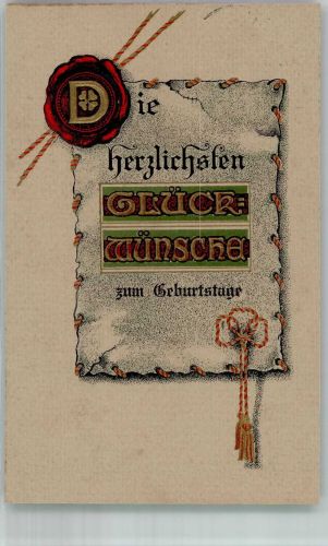 Siegel Glücksklee Urkunde Geburtstag 1912 Prägedruck
