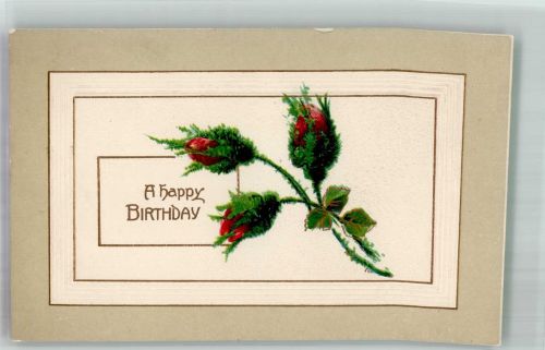 Rote vermooste Knospen Passepartout Geburtstag Prägedruck
