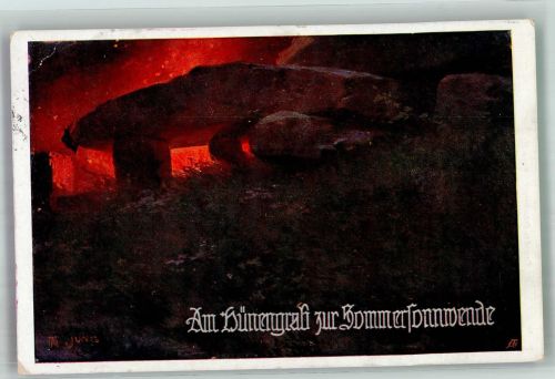 Am Hünengrab zur Sommersonnwende Künstlerkarte Deutscher Schulverein Nr. 646 Schulverein 1916 Gebrauchsspuren