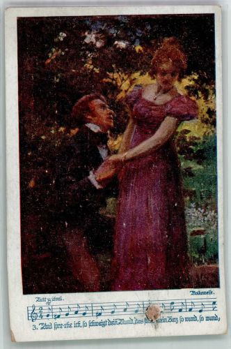 Liedzeile Und spreche ich so schweigt dein Mund... Poesie / Liebe Künstlerkarte Deutscher Schulverein Nr. 1203 Schulverein 1923 Gebrauchsspuren