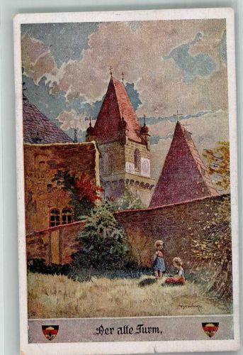 Der alte Turm Künstlerkarte Deutscher Schulverein Nr. 1180 Schulverein 1918 Gebrauchsspuren