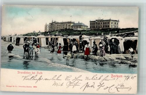 26757 W2972 Borkum 1905 - Strandlenen bei Flut