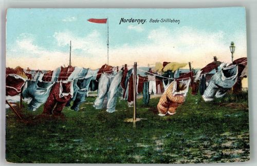 26548 W2982 Norderney Künstlerkarte Bade-Stillleben Humor