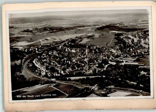 71263 W7252 Weil der Stadt FOTO KEINE AK Fliegeraufnahme Original aufmontierte Verlagsmusterkarte