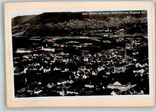 77815 W7580 Bühl , Baden FOTO KEINE AK Fliegeraufnahme Kloster Maria Hilf Striche a.d. Bildseite Original aufmontierte Verlagsmusterkarte
