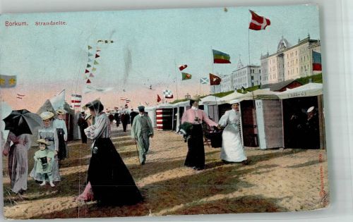 26757 W2972 Borkum 1906 Gebrauchsspuren Strandleben Bademode Verlag Louis Glaser