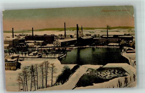 02727 O8706 Neugersdorf , Sachs 1908 Gebrauchsspuren Panorama des Ortes mit Teichen und Fabriken im Winter