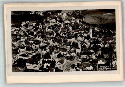 88239 W7988 Wangen im Allgäu 1931 FOTO KEINE AK Fliegeraufnahme des Ortes mit Pfarrkirche St. Martin Original aufmontierte Verlagsmusterkarte