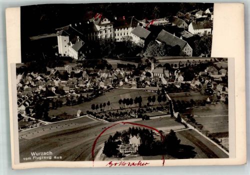 88410 W7954 Bad Wurzach 1931 FOTO KEINE AK Fliegeraufnahme vom Salvatorkolleg Original aufmontierte Verlagsmusterkarte