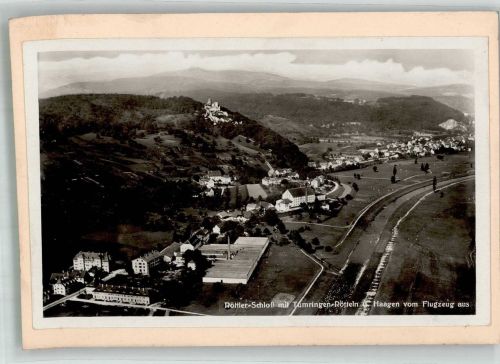 79539 W7850 Haagen , Baden 1933 FOTO KEINE AK Fliegeraufnahme des Ortes mit Schloss Rötteln Original aufmontierte Verlagsmusterkarte
