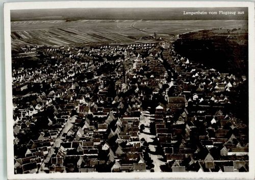 68623 W6840 Lampertheim , Hess FOTO KEINE AK Fliegeraufnahme des Ortes Original aufmontierte Verlagsmusterkarte