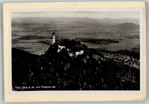 73277 W7311 Teck , Teck 1935 FOTO KEINE AK Fliegeraufnahme von Burg Teck Original aufmontierte Verlagsmusterkarte