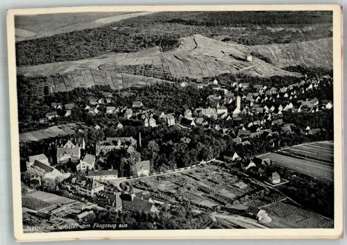 71394 W7053 Stetten im Remstal 1935 FOTO KEINE AK Fliegeraufnahme des Ortes mit St.-Veits-Kirche Original aufmontierte Verlagsmusterkarte