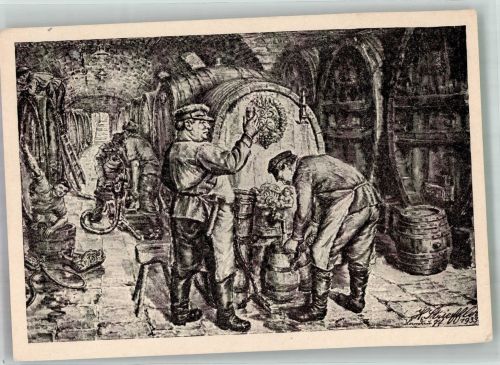 67487 W6735 Maikammer Künstlersteindruck sign. Strieffler Weinkeller Weingut Hermann Erath