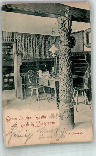 76327 W7507 Berghausen , Baden 1899 - Gasthaus zum Laub Gaststube