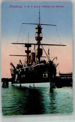 24937 W2390 Mürwik 1915 - Panzerschiff S. M. S. König Wilhelm der Kaiserlichen Marine Fotograf Thomsen Feldpost WK I Flensburg