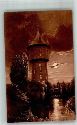 27472 W2190 Cuxhaven 1913 Künstlerkarte Wasserturm im Mondschein Verlag Julius Simonsen Nr. 11153