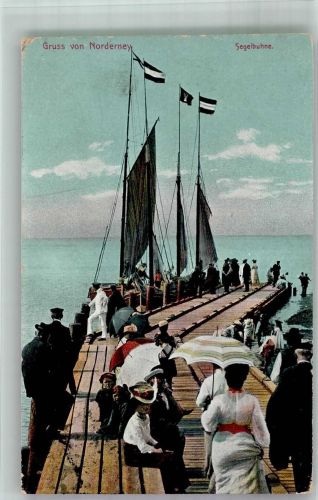 26548 W2982 Norderney 1909 - Seebrücke mit Segelbooten Verlag Knackstedt & Näther Serie 44 No. 11