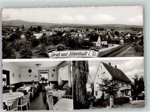 61440 W6370 Stierstadt , Taunus Foto AK Hotel Gasthaus Pension Haus Höhl Panorama des Ortes Fotograf Oppermann