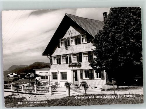 87477 W8961 Sulzberg , Allgäu Foto AK Pension Gasthaus Cafe Linde Fotograf Winsauer
