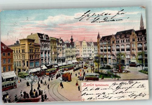 10115 W1000 Berlin Mitte 1904 - Spittelmarkt Straßenbahn Pferdestraßenbahn