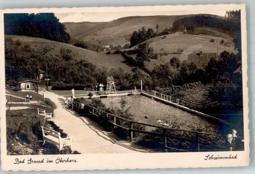 37539 W3362 Bad Grund , Harz Foto AK Schwimmbad