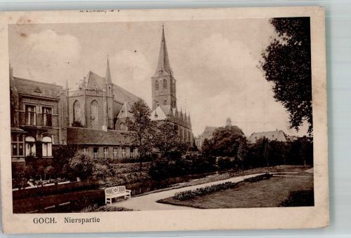 47574 W4180 Goch 1917 - Kirche St. Maria Magdalena an der Niers Zensurstempel WK I