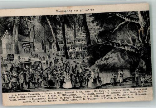 Mariaspring Künstlerkarte sign. Ritmüller Tanzvergnügen der Göttinger Bürger im Jahre 1856