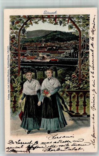 79539 W7850 Lörrach 1905 Lithographie Markgräflerinnen