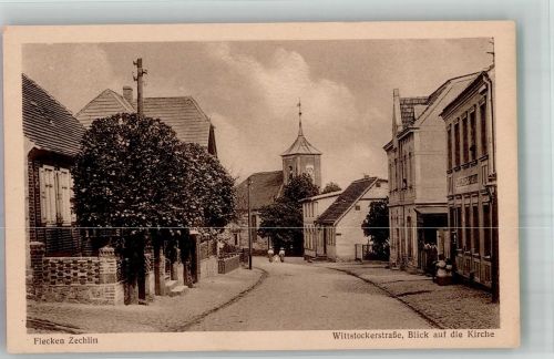 16818 O1950 Flecken Zechlin - Wittstockerstraße Blick a.d. Kirche