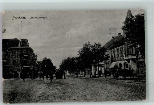 37154 W3410 Northeim 1918 - Bahnhofstraße Litfaßsäule Hotel Northeimer Hof