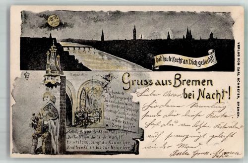 28195 W2800 Bremen 1897 Lithographie Gasthaus Ratskeller Roland