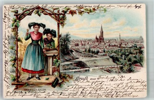 79098 W7800 Freiburg im Breisgau 1901 Lithographie Markgräfler Münster