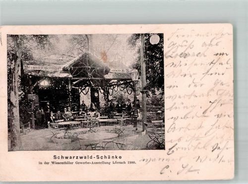W7850 Lörrach Wiesenthäler Gewerbe-Ausstellung 1900 Schwarzwald-Schänke RS. Ausstellungsstempel Gewerbeausstellung 1900 Foto AK