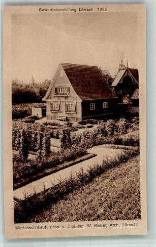 W7850 Lörrach Gewerbeausstellung 1925 Musterhaus Entwurf Dipl.-Ing. Rieber Gewerbeausstellung Foto AK