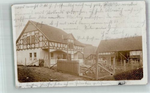 28857 W2808 Gessel 1912 Foto AK Bauernhaus mit Scheune Langholzstämme