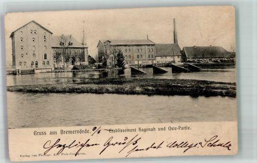 27432 W2740 Bremervörde 1902 Foto AK Etablissement Hagenah Die Oste